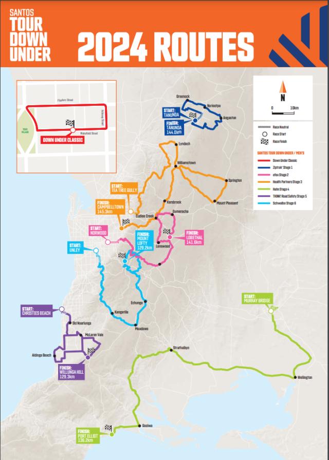 Etapy Tour Down Under 2024 (zdroj: TDU)